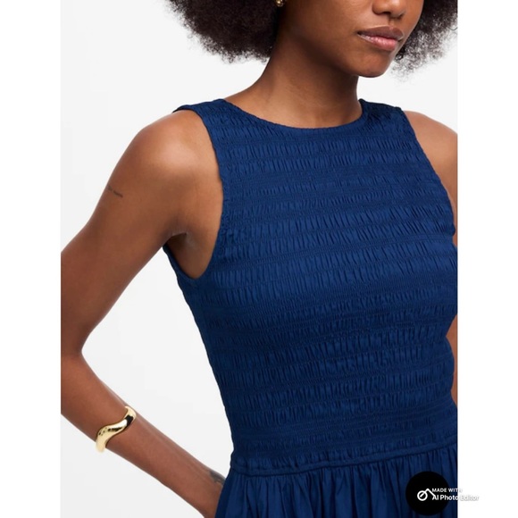 Madewell The Melody Scoopback Smocked Midi Dress in Blue Moon Size Medium NWT - Picture 4 of 17